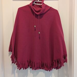 Raspberry Pink Fringe Poncho